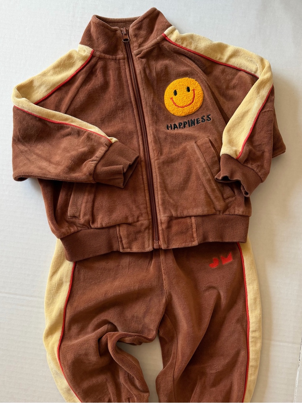 Jelly Mallow 3Y Happiness Velour Track Jacket Pants Set Brown